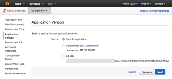 AWS Application version