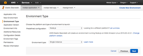 Node.js environment type